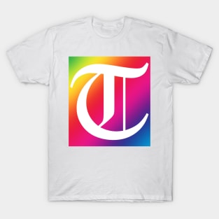 Rainbow White Letter T T-Shirt